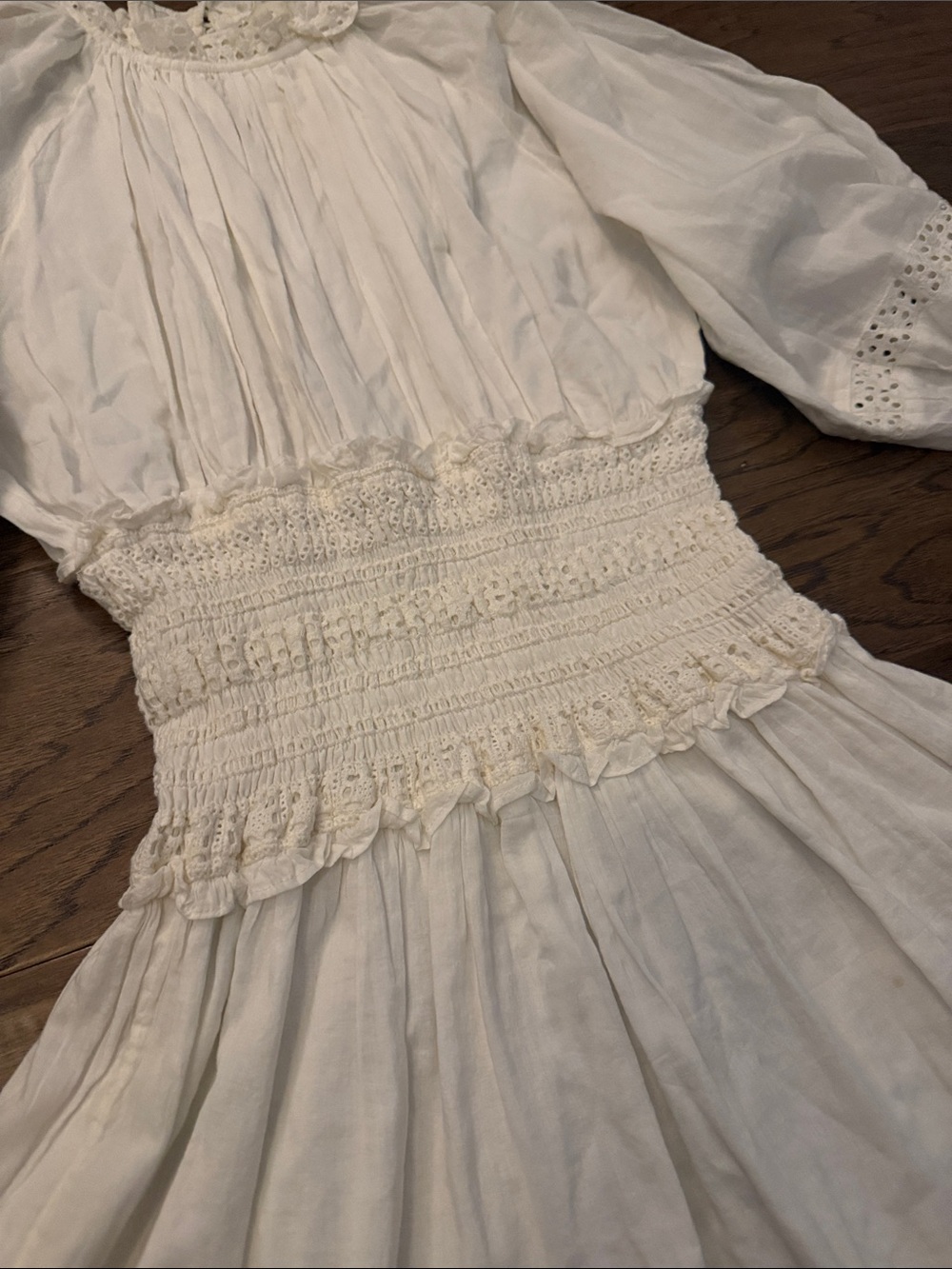 NWOT Cleobella Hayden Smocked Boho Mini Dress Ivory White S - Picture 7 of 14